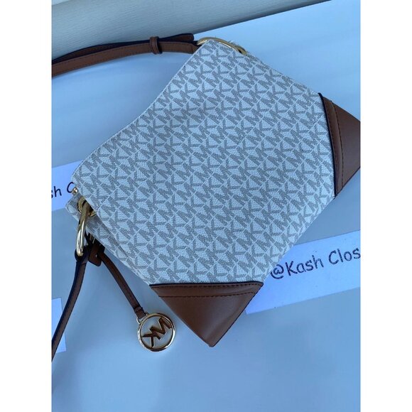 Michael Kors crossbody nicole large triple compartment bag MK signature vanilla - Picture 6 of 9